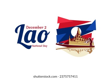 December 2, National Day of Laos vector illustration. Suitable for greeting card, poster and banner. 