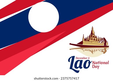 2. Dezember, Nationalfeiertag der Laos, Vektorgrafik. Geeignet für Grußkarten, Poster und Banner. 