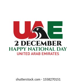 December 2: UAE. Happy National Day of United Arab Emirates. Eagle Falcon Icon. Vector Logo. Eps 08.