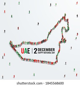 December 2 United Arab Emirates or UAE National Day. A large group of people forms to create the UAE map.