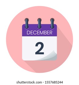 December 2. Vector Daily Calendar icon Date And Month, Day, Season
