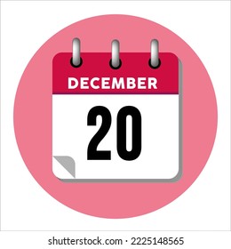 Icono del calendario del 20 de diciembre. Diciembre