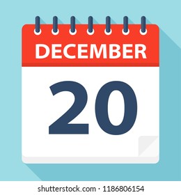 December 20 - Calendar Icon - Vector Illustration