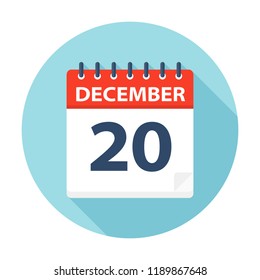 December 20 - Calendar Icon - Vector Illustration
