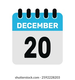 december 20 calendar icon Vector page month design