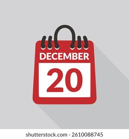 December 20 Calendar icon vector illustration.