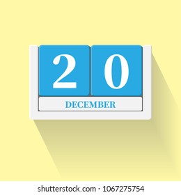 December 20. Vector flat daily calendar icon. Date and time, day, month. Holiday. Season.
