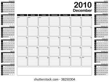 December 2010 vector monthly planner - see my gallery for complete sets