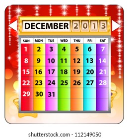 December 2013 calendar. 12 months. Happy new year. Vector illustration.