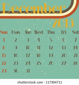 December 2013 retro vector illustration calendar template design