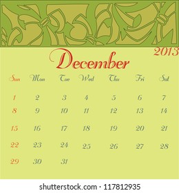 December 2013 vector illustration calendar template design