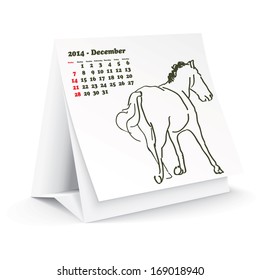 December 2014 desk horse calendar - vector illustration