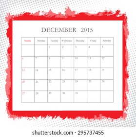 December 2015.Planning calendar for december 2015.Vector template.