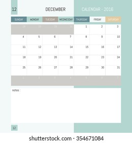 December 2016 Calendar