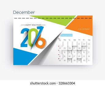 December 2016 calendar design.