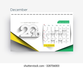 December 2016 calendar design.