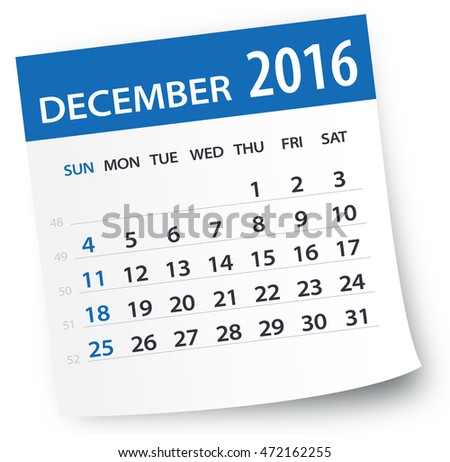 December 2016 calendar leaf - Illustration