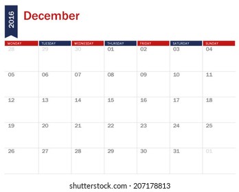 December 2016 - planning calendar 