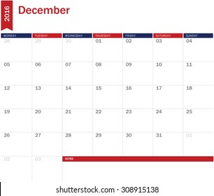 December 2016 - planning calendar 