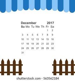 December 2017 Calendar Icon Vector flat design style