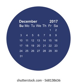 December 2017 Calendar Icon Vector flat design style