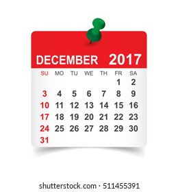 Dezember 2017. Kalendervektorgrafik