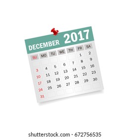 December 2017. Calendar vector illustration