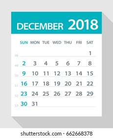 December 2018 Calendar Leaf - Vector Illustration