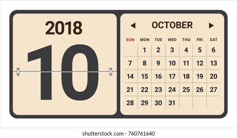 December 2018 planner calendar vector illustration, simple and clean design.