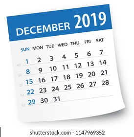 December 2019 Calendar Leaf - Illustration. Vector graphic page