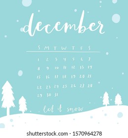 december 2019 calendar, month planner, new month