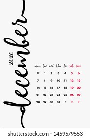 December 2020 Calendar. Desk Paper Calendar 2020 Design Concept. Vector Set. 12 Months and Cover. Corporate Calendar Design Template A5.