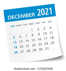 December 2021 Calendar Leaf - Illustration. Vector graphic page