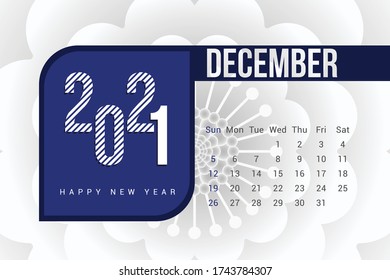 December 2021 Calendar Template Design with white Background. Week starts on Sunday. Calendar 2021 template Design Vector.