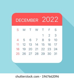 December 2022 Calendar Leaf - Illustration. Vector graphic page