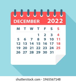 December 2022 Calendar Leaf - Vector Illustration