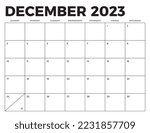 December 2023 Blank Modern Monthly Calendar Template Grid