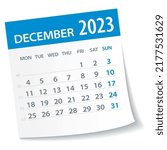 December 2023 Calendar Leaf - Illustration. Vector graphic page