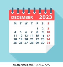 December 2023 Calendar Leaf - Illustration. Vector graphic page
