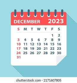 December 2023 Calendar Leaf - Illustration. Vector graphic page