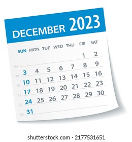 December 2023 Calendar Leaf - Illustration. Vector graphic page