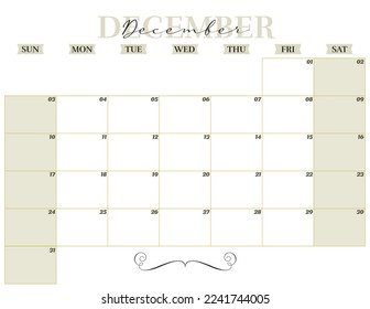 december 2023 elegant monthly printable planner