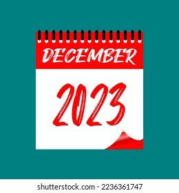December 2023. Icon calendar month. Months of the year. Vector illustration sign label. Work Business Schedule Agenda Symbol, event schedule date. Meeting appointment time. 