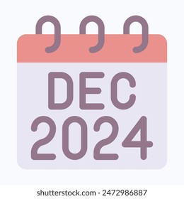 December 2024 Calendar, Vector Calendar. Flat Style Isolated Vector Icon.