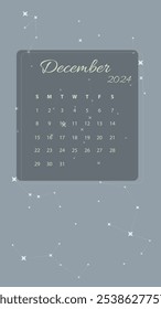 Dezembro 2024 Calendário Mensal Sobre Astrologia Celestial Abstrato Cinza Esotérico Papel De Parede Móvel Ou Histórias De Mídia Social Fundo Vetor Design