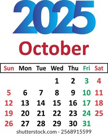 December 2025 Calendar Leaf. Calendar 2025 in flat style. December 2025 Calendar. Week starts on Wednesday. Blank Calendar Template. Stationery Design. Vector Illustration. Day Illustration Month icon