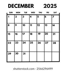 December 2025 Calendar: Planner, Dates, Days