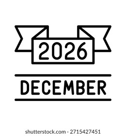 December 2026 Banner Vector Illustration Line Style Icon
