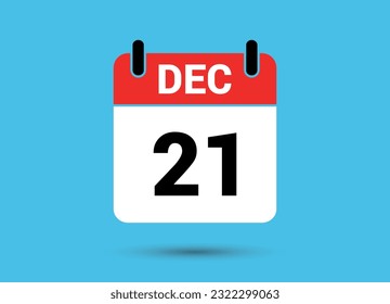 December 21 Calendar Date Flat Icon Day 21 Vector Illustration