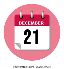 Icono del calendario del 21 de diciembre. Diciembre